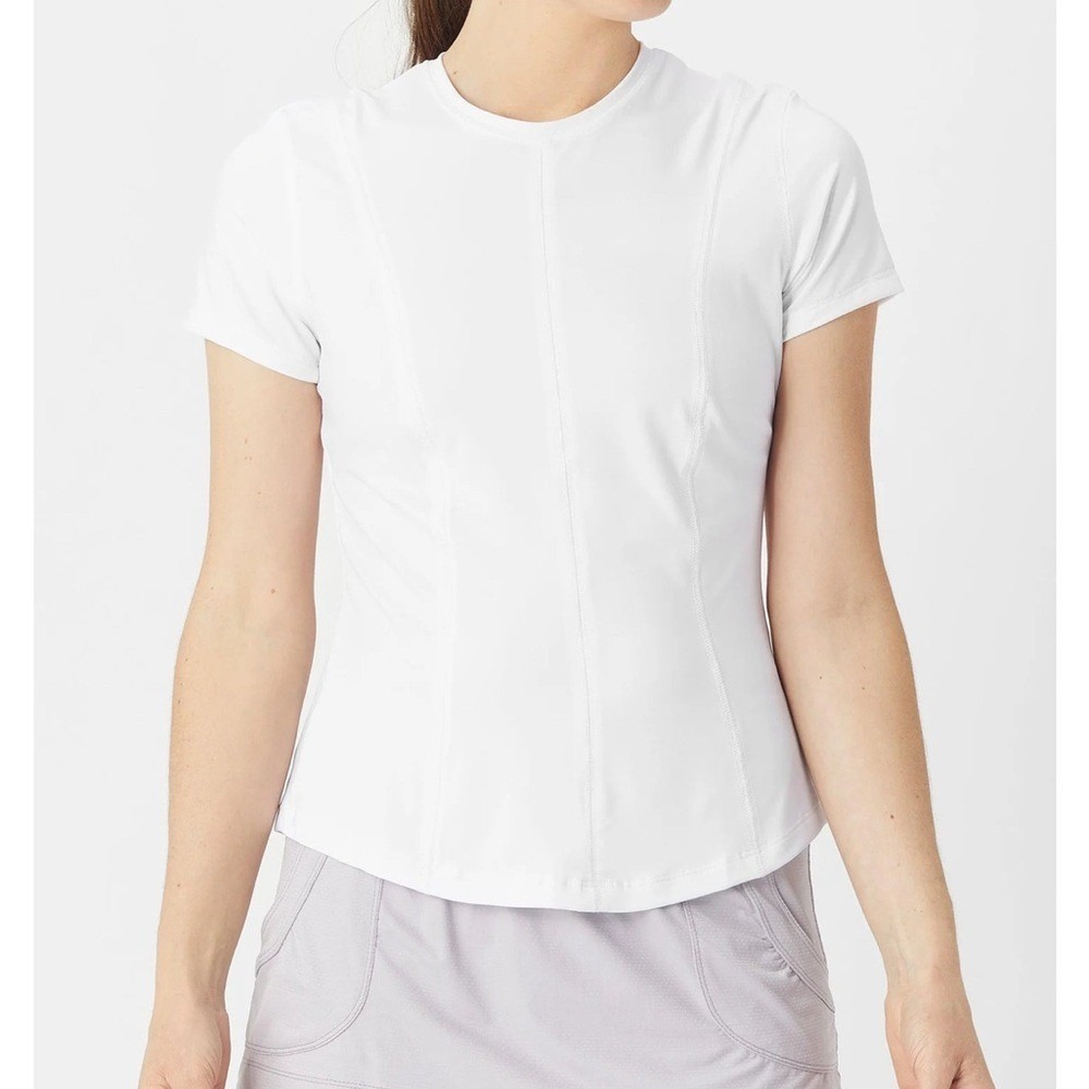 White Short Sleeve Performance Tennis Quick dry UPF Racket Breathable Top Size L